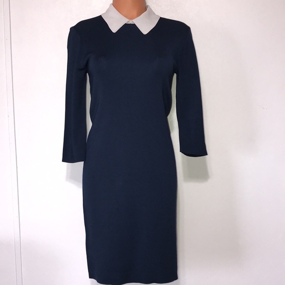 Trina Turk Bookish Sweater Dress Navy Blue Size Medium - Picture 3 of 8